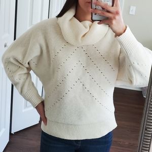 SheIn Cowl Neck Dolman Sleeve Pointelle Knit Sweater